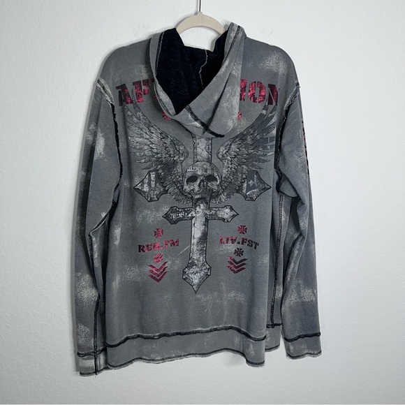 Affliction Vintage Reversible Jacket Sweater Men’s XL Rare Full Zip Up C1 - Picture 1 of 10